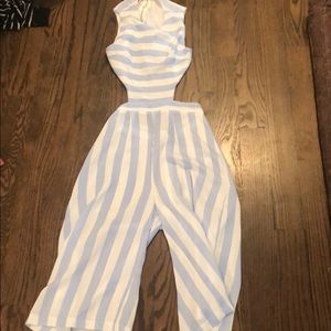 Jumpsuit blue and white striped